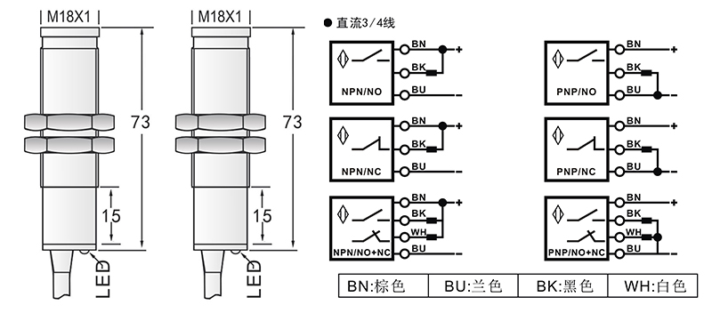 M18光電開關(guān)對(duì)射式