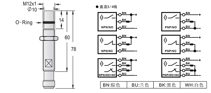 M12-M12-78mm高壓力電感式接近開關