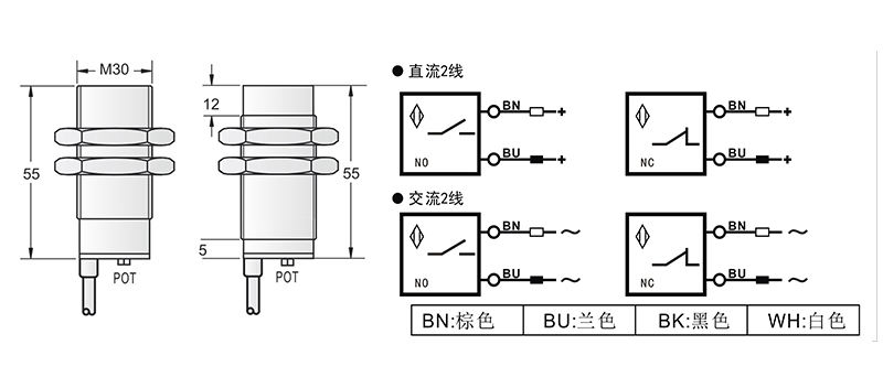 AC 2線 M30兩線電感式接近開關