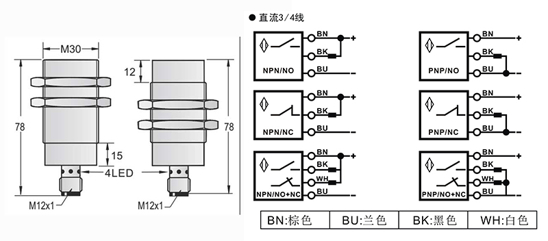 M30-M12長距離電感式接近開關(guān)接頭式