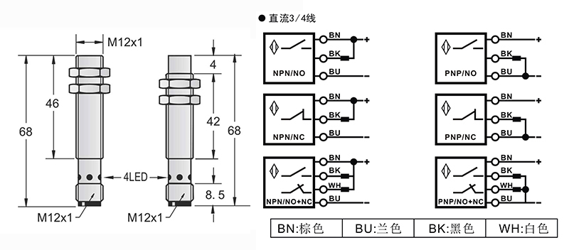 M12-M12 68mm接近開關