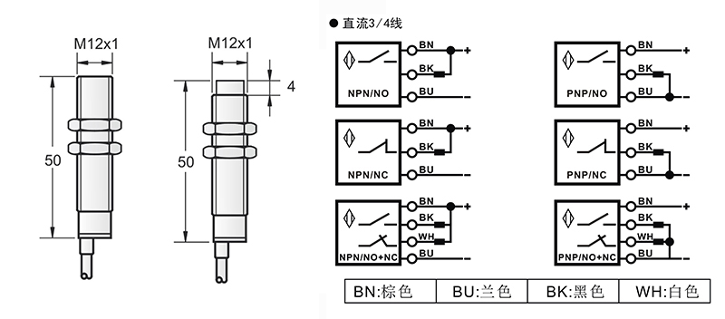 M12模擬量電壓輸出出線式接近開(kāi)關(guān)